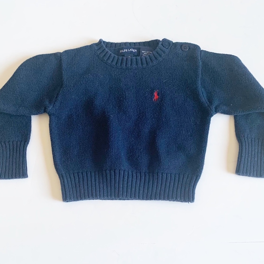 Ralph Lauren Toddler Boy Navy Crewneck Sweater